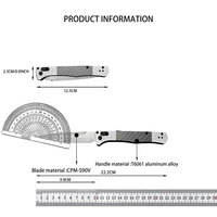 Couteau pliant EDC d'extérieur haute dureté, pour le camping, la survie, la chasse, multi-usages, en fibre de carbone et aluminium, autres outils à main