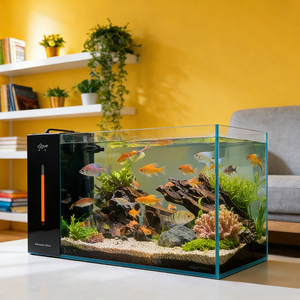 <span class=keywords><strong>Aquarium</strong></span> rectangulaire de bureau Relaxlines en verre blanc 8 mm avec filtre latéral, <span class=keywords><strong>aquarium</strong></span> éco-paysager pour la maison - Product Image 2