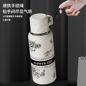 Flower Cup 316L Stainless Steel Insulated Water Bottle Large Capacity Portable Travel Thermal Flask With Lid For Women - Product Image 4
