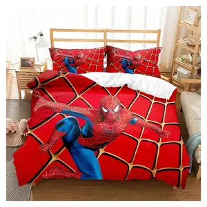 Wholesale Custom Super Soft Fade Resistant spider man Marvel Spiderman 4 piece school bedding set for kids room