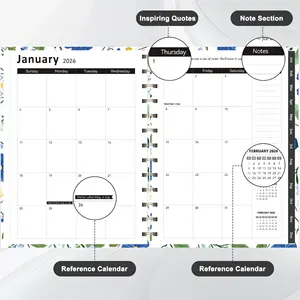 2026 anglais spirale journal calendrier cahier couverture en cuir reliure corde temps Table planificateur <span class=keywords><strong>livre</strong></span> A5 - Product Image 3