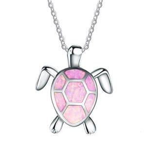 Collier pendentif animal en cristal bleu européen et américain pour femme, bijoux tendance, collier pendentif tortue en opale - Product Image 5