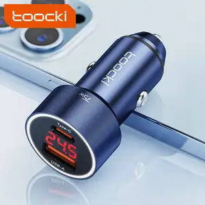 Toocki On Sale 75w Aluminum Alloy A+C High Power Car Phone Holder Wireless Charger Car Charger