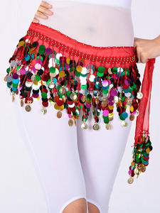 Bohemia estilo multicolorido espumante lantejoula franja envoltório cintura saia quadril cachecol para dança do ventre desempenho cinto cadeia acessório - Product Image 6