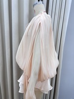 2025 printemps été tempérament femmes maille bulle manches Mini robe taille haute plissée robe courte