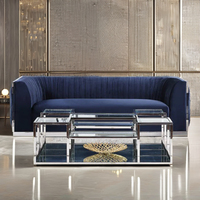 Nouvel arrivage Ensemble de canapés d'appoint en acier inoxydable poli acrylique Canapés de salon Tissu de velours Mobilier de salon pour hôtel et maison