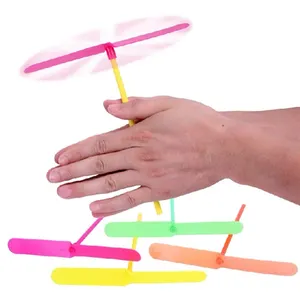 Portable Colorful Plastic Led Bamboo Dragonfly Toy Nostalgic Toys Games Kids Hand Rub Double Flying Leaves Bamboo Dragonfly