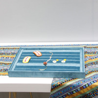 Plateau de présentation de bijoux TaiYi, élégant plateau de présentation de bijoux en velours bleu clair, plateau empilable pour collier et bague, organisateur de bijoux