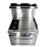 Cuisinière à gaz professionnelle 2 feux avec four, plaque chauffante thermostatée 24 pouces et 2 brûleurs supérieurs – Prix de gros