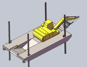 Een platbodembootgraafmachine werkt op de boei. - Product Image 3