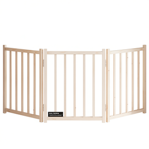 Cancelletto per Cani in Legno Massello di Abete, 59,1 Pollici, Pieghevole a 3 Pannelli, per Uso Interno - Product Image 1