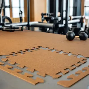 LEECORK Wholesale Gym Cork Puzzle Mat 12 in Non-toxic Soft Interlocking Cork Expandable Flooring Pad