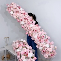 Chemin de table en soie artificielle rose personnalisé, fleurs pour mariage, centre de table, décoration de haute qualité