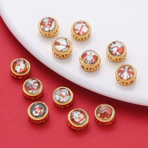 Colgante de aleación estilo chino con doce constelaciones, cuentas de 8 mm, accesorio de joyería DIY - Product Image 1