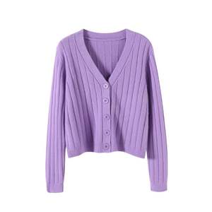 Suéter Cárdigan Corto de Punto Fino para Mujer, Estilo Coreano, Cuello en V, Manga Larga, Otoño e Invierno - Product Image 4