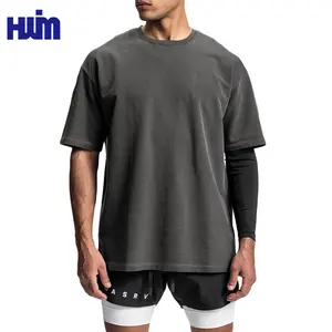 Biểu Tượng Tùy Chỉnh Chất Lượng Cao Heavyweight Thoải Mái Phù Hợp Với Quá Khổ T-Shirts Bơm Bìa Phòng Tập Thể Dục Tập Thể Dục Cổ Điển Axit Rửa T Áo Sơ Mi Cho Nam Giới