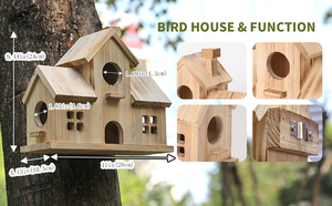 Aviario colgante de Casa de pájaros de madera para exteriores grande para colibríes de <span class=keywords><strong>Guana</strong></span> azul, adorno de jardín, letrero de pared, producto artesanal de madera - Product Image 3