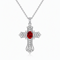 Collier pendentif croix en argent S925 incrusté de pierres précieuses naturelles pour femmes, fabrication OEM ODM sur mesure, vente en gros, ensemble de bijoux fins, cadeau, nouveauté