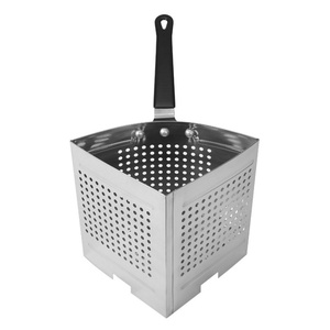 Panier à pâtes perforé en acier inoxydable de qualité alimentaire, passoire de cuisine professionnelle pour friteuse, égouttoir à nouilles en maille pour blanchiment - Product Image 5