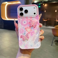 Coque de téléphone anti-chute 3D motif fleurs et papillons teintes à la mode pour iPhone 17 Pro Max, Apple 16 Pro, 15, 14