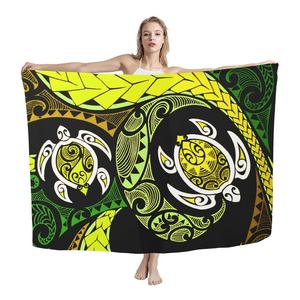 Venta al por mayor último diseño Sarong bufanda estampado <span class=keywords><strong>leopardo</strong></span> Plaid playa vestido para mujeres isla maorí tatuaje estilo hecho poliéster - Product Image 1