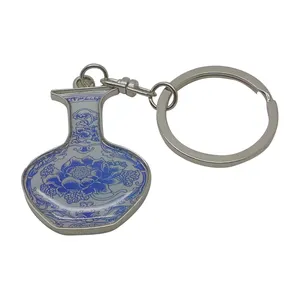 Bán buôn các nhà sản xuất tùy chỉnh giá rẻ mini đẹp Vase kim loại Keychain