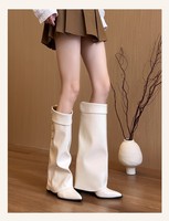 Bottes hautes noires en PU à talons hauts et bout pointu pour femme, collection automne-hiver-printemps 2026, style plateforme au-dessus du genou
