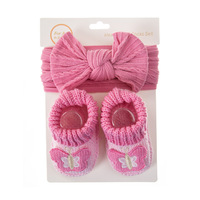 Lot de chaussettes et bandeaux pour nouveau-nés en coton, motif dessin animé mignon, couleur unie, pour la vente en gros