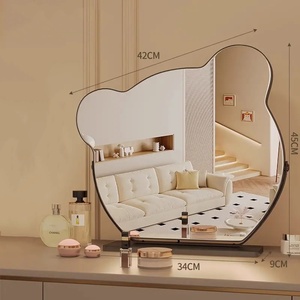 Espejo de maquillaje giratorio montado en Escritorio de osito famoso en Internet, espejo de mesa de tocador de iluminación de lujo - Product Image 2
