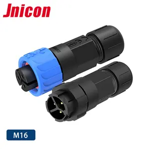Jnicon M16 Kabel Push Locking Ip68 Waterdichte 12 Volt 3pin Elektrische Kabel Stekker