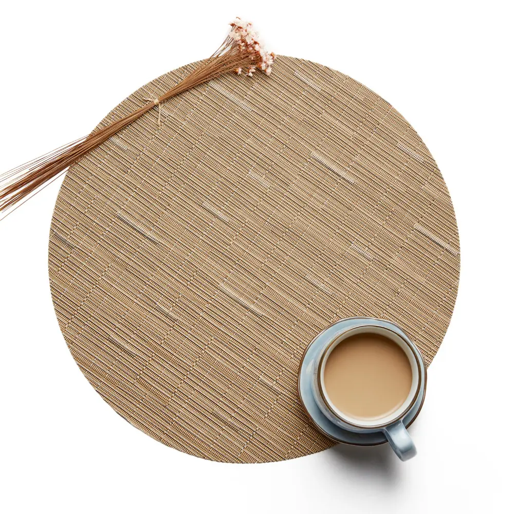 Moda mutfak yemeği Placemats zarif renkli bambu dokuma yuvarlak bardak yastıkları yemek Placemats