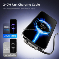 Cable de Carga Rápida PD de 240 W, 6 Pies, 2 en 1, Cable de Carga con Soporte Invisible, Cable Multicargador con Tipo C, Soporte Ajustable Multiángulo