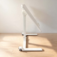 Bureau d'ordinateur portable sur roulettes, entièrement pliable, réglable en hauteur, avec plateau inclinable multi-angles, table d'appoint mobile pour salon