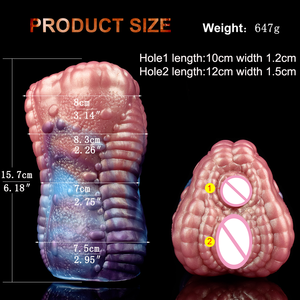 YOCY mainan seks silikon untuk pria, Cup masturbasi Saluran ganda panjang 17 cm Stroker Anal vagina pria - Product Image 2