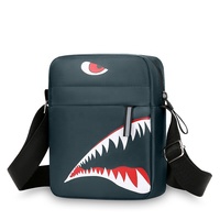 Herentas Casual Lichtgewicht Shark Kleine Schoudertas Borsttas Matte Afwerking Handtas Telefoon Portemonnee Handige Reistas Etui