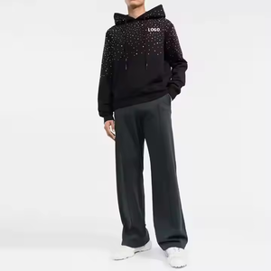 Felpa con Cappuccio da <span class=keywords><strong>Uomo</strong></span> in Cotone 100% di Alta Qualità, Personalizzata, con Diamanti Colorati e Strass, Pesante, Stile Pullover - Product Image 3