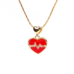 Collier pendentif <span class=keywords><strong>ECG</strong></span> en zircon plaqué or pour femme, chaîne clavicule de fréquence cardiaque pour la Saint-Valentin - Product Image 1