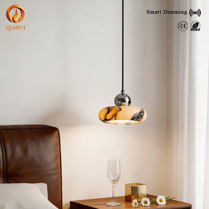 Lampe suspendue <span class=keywords><strong>en</strong></span> marbre alabastre à intensité variable de style moderne, luminaire LED de luxe pour salon, salle à manger, hall d'entrée, chambre à coucher, décoration - Product Image 1