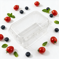 Transparante fruit- en groenteverpakking, grote capaciteit, voedselveilig, gerecycled PET, verse supermarkt groothandel, met scharnierend deksel