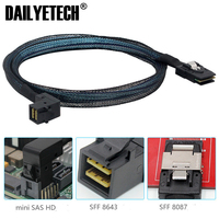 Mini SFF-8643 SAS de 90 grados, 1M, HD, ángulo de 90 a SAS, SFF-8087 Raid, Conector de tarjeta de matriz recta, Cable de datos