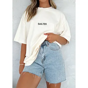 Short sleeve heavy cotton t shirt for women 100% cotton high quality custom printing women's t-shirts