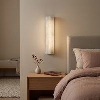 Style nordique chambre salon décor albâtre mur Scone hôtel coiffeuse avec LED applique cuivre corps pierre abat-jour