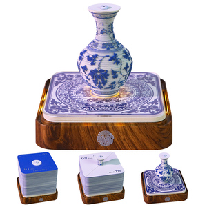 Regalo creativo Jarrón de porcelana 3D Modelo Azul Blanco Papel chino Arte Adorno de escritorio con luz LED - Product Image 3