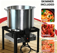 Panela de Alumínio Ruixiao 100QT para Cozinhar Frutos do Mar com Queimador a Propano, Interior com Revestimento Nano, Tampa e Fogão a Gás Compatível para Uso Externo - 1 Peça