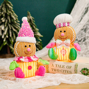 2025 Glowing Christmas Ornaments Gingerbread Man Knitted 3D Ornaments <b>Cute</b> Gingerbread Man <b>Doll</b> Christmas Gift Party Decorations - Product Image 1