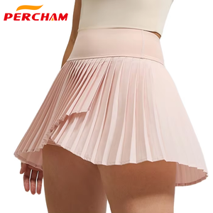 تنورة تنس نسائية مطوي بخصر مرتفع مع شعار مخصص تنورة رياضية قصيرة جيدة التهوية بشعار أمامي ملابس تنس - Product Image 2