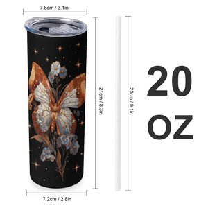 Vaso de Acero Inoxidable de 20 oz con Aislamiento al Vacío, Diseño de Mariposa con Impresión Personalizada - Product Image 1