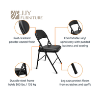 Chaises pliantes empilables noires JJY-ZDY-D008 avec structure en acier carbone pour les sièges d'événements