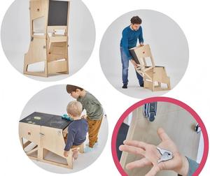 Torre Montessori Ajustable en Altura, Convertible en Silla Alta, Pizarra, Mesa y Escritorio - Product Image 3