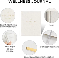 Journal de bien-être et de soins personnels avec reliure à points, couverture en tissu, planificateur quotidien de gratitude et de repas pour femmes et hommes